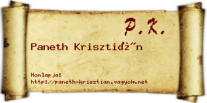 Paneth Krisztián névjegykártya